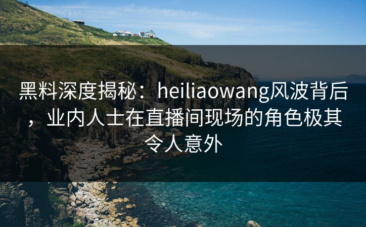 黑料深度揭秘：heiliaowang风波背后，业内人士在直播间现场的角色极其令人意外