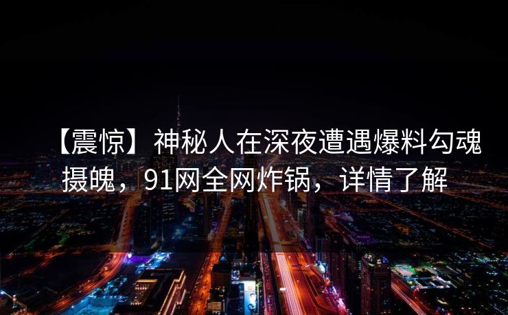 【震惊】神秘人在深夜遭遇爆料勾魂摄魄，91网全网炸锅，详情了解