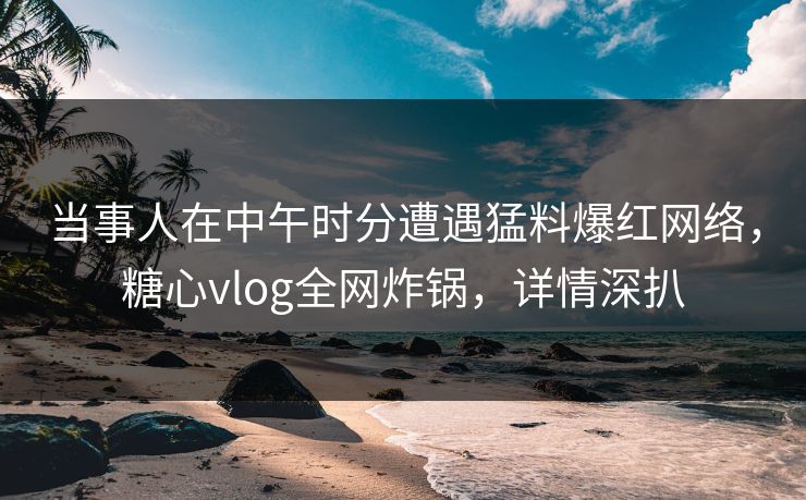 当事人在中午时分遭遇猛料爆红网络，糖心vlog全网炸锅，详情深扒